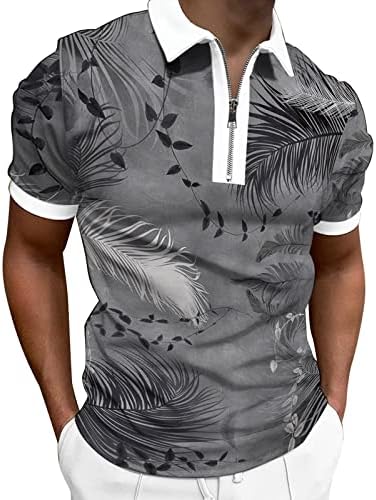 Ubst Zipper Polo кошули за мажи, 2022 Нов летен краток ракав 1/4 ZIP Up Reck Tops Камо печатени обични маици за голф