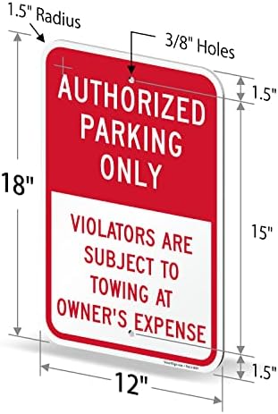 SmartSign Овластен само знак за паркирање - 2 пакувања, прекршители што се предмет на знак за влечење, 18 x 12 инчи, алуминиумски