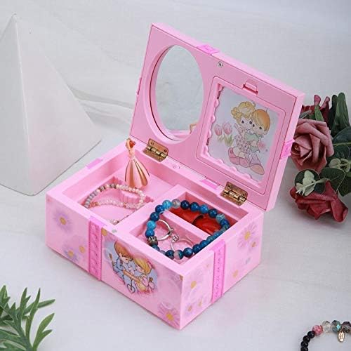 Xjjzs розово танцување девојка музичка кутија украси дома украси за накит организатор музичка кутија