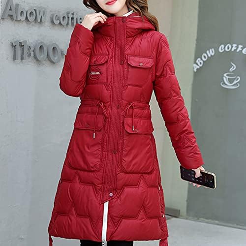 Палта за жени зимски долги ракави топло ватирани јакни мода случајно подножје палто на отворено ветерно надворешна облека