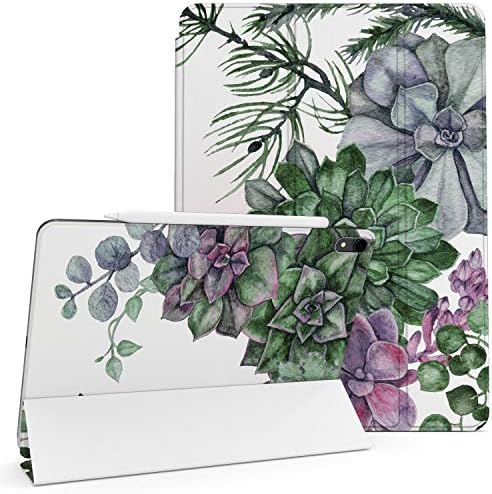 Lex Altern iPad 12.9 Магнетски случај Pro 11 инчи 2019 2018 Фолио суккулентни растенија тврди школка автоматски буден сон зелена лисја цветни