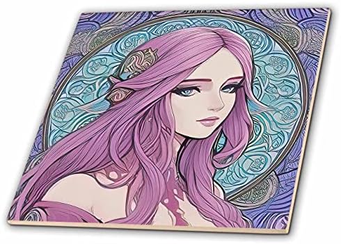 3дроза арт нову жена. Волшебна прекрасна принцеза со виолетова коса подарок-Плочки