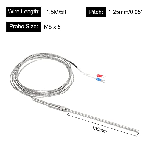 Меканиксиност k тип Термокупар сонда на водоотпорна температурна контролор сензор не'рѓосувачки челик 32 до 1112 ° F 5x150mm 5ft