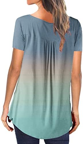 Женски врвови 2023 летни долги/кратки ракави кошули графички печатени маици преголеми маици градиент проток на слатки фустани блузи