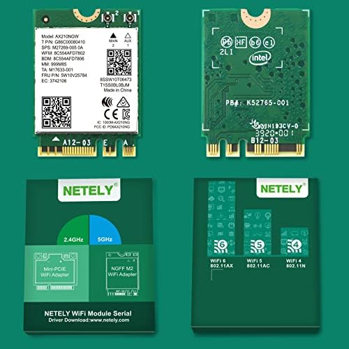 NEWTILE 802.11AX WiFi 6E AX210NGW NGFF M2 Interface WiFi картичка-WiFi 6E 5400Mbps мрежна картичка со WiFi аудио адаптер