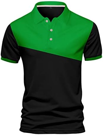 Машки поло маици, маж кошула за голф кошула Ретро боја на отворено улица кратки ракави со копче за печатење на копчето за печатење