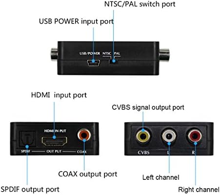 Wistar HDMI ДО Av + Поддршка За Аудио Конвертор SPDIF И Коаксијални Аудио Излези NTSC PAL ЗА ТВ/КОМПЈУТЕР/PS3/Blue-ray DVD 1080p