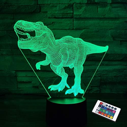 Подароци за диносауруси, Ноќно Светло За Деца Диносаурус Т-рекс 3Д Ноќна Светилка Покрај Креветот Со Далечински Управувач 16