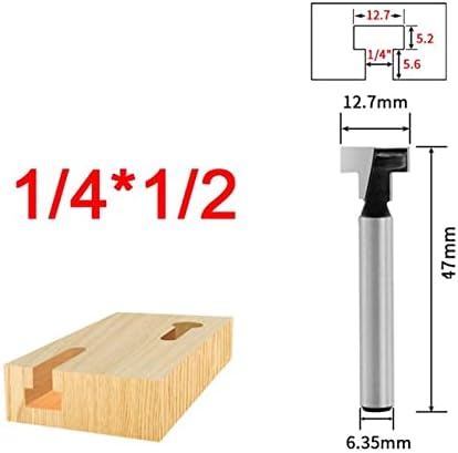 Секач за мелење на површината 1 пакет 1/4 шанк Т-слот-клуч за клучеви за клучеви Рутер за дрво, бит карбид секач за дрва со слика за слики,