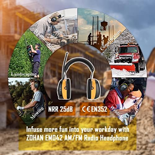 Zohan EM042 AM/FM радио слушалки со влошки за гел, намалување на бучавата за заштита на ушите, безбедност на ушите, ултра удобен заштитник