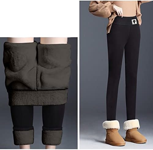 Women'sенски зимски шерпа руно ги постави хеланки, високи половини затегнати дебели кашмили хеланки плишани топли термички панталони