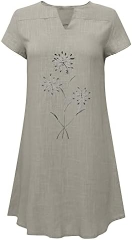 Фустани со кошула од вратот OPHPY v за жени 2023 година со краток ракав смена мини фустан лабав вклопување обичен обичен фустан скромни фустани