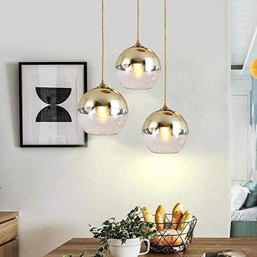 3-светло злато модерна нордиска стаклена приврзова лесна трпезарија, висечки светла, светла за суспензија на таванот, вклопување за дневна