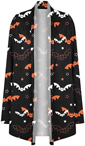 Womenените долга кошула кардиган врвови за Ноќта на вештерките печатени лесни лабави долги ракави Туника Шал Кимоно палто блуза Топ
