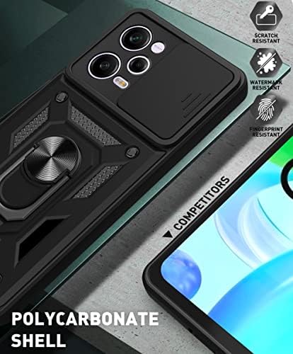 CCSmall Случај За Xiaomi Redmi Забелешка 12 Pro+ Со Капакот На Слајд Камерата, Воена Одделение Капка Заштитни Телефон Капак Случај Со