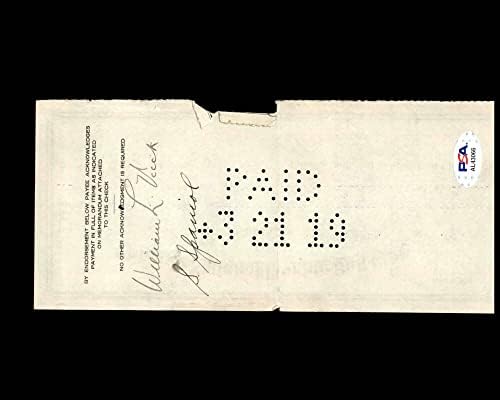 William Veeck PSA DNA потпишана X2 Chicago Cubs Check 3-21-1919 Autograph