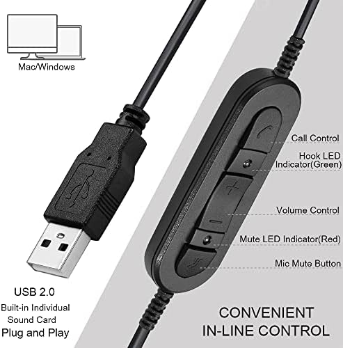 USB Слушалки Oppetec СО Откажување На Бучава Од Микрофон, Слушалки Со Двојно Уво За Работа Од Дома, Жични Слушалки На Тимови На Мајкрософт