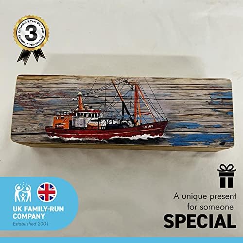 Кутија за чување на дрвени риболов брод | Кутија за накит | Кутија за ситници | Меморија кутија | Кутии за чувари и дрвени подароци |