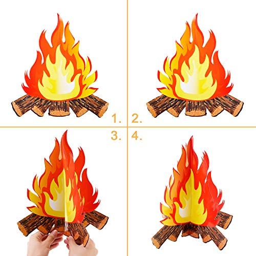 12 инчи висок вештачки оган лажен пламен хартија 3Д декоративен картонски центар за кампување на пламен факел за украси на забави