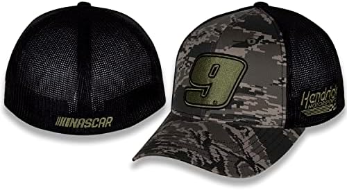 Checked Flag Sports NASCAR 2023 Возрасна капа за возрасни - прилагодлива автомобилска тркачка мрежа за бејзбол капа