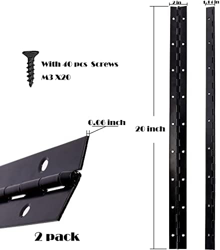 2-Пакет 20-инчен Црна Континуирано &засилувач; Пијано Шарки, 2 Отворена Ширина, 0.06 Дебела Нерѓосувачки Челик Шарка Со Дупка И Завртки, Мебел