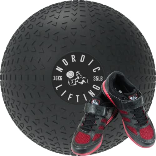 Нордиска кревање слем топка 35 lb пакет со чевли Венџа големина 9 - црна црвена боја
