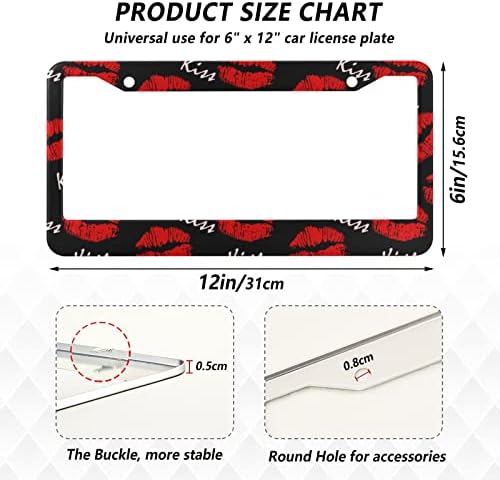 АЛАЗА Секси Црвени Усни Бакнеж Печати Рамки За Регистарски Таблички За Жени Мажи 2 парчиња Персонализиран Држач За Регистарска