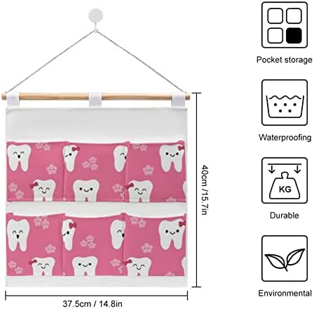 Стоматолог Ѕиден Плакар Висечка Торба За Складирање 6 Џебови Ленен Памук Над Вратата Организаторски Торбички За Спална Соба Бања