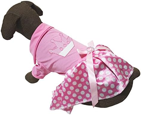 Облека за кученца облека за кучиња, лента од розова памучна маица, бела пол -точка туту