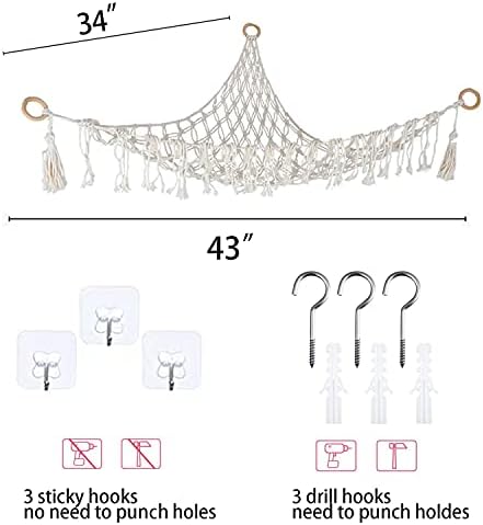 Рури Полнети Животни Играчка Хамак Макрама Со Светлина, Агол Играчка Агол Хамак Организатор Држач За Прикажување Мрежа За Виси Работи Животни