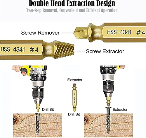 5 Парчиња Комплет За Вадење Златни Завртки, Комплет За Вадење Оштетени Завртки ХСС 4341 Челик Со Голема Брзина Оштетена И Соголена