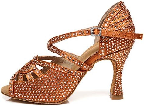 Hroyl Women Rhinestones Ballroom Dance Dance Shoes Latin Salsa Articence Wedding Fart Dance Shoes, ModelyC466