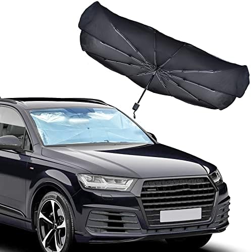 Еконор чадор за јаглеродни влакна Сонце за автомобил | Одразува УВ зраци и ја штити контролната табла од Сонце | Сончево на ветробранско