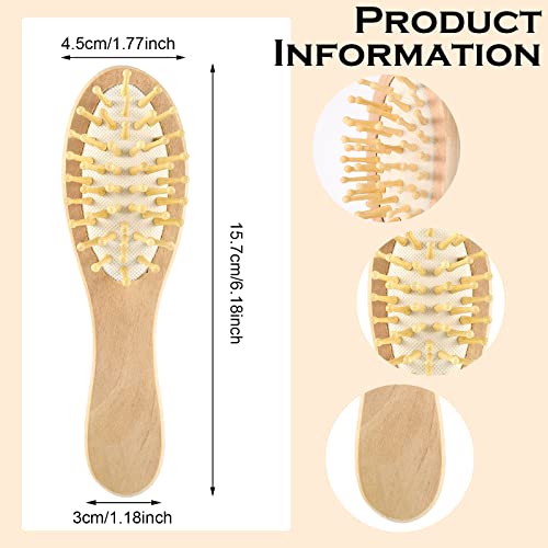 12 Парчиња Мини Четка За Коса Масовно Дрвено Патување Џеб За Четка За Коса Мал Природен Лопатка Четка За Коса Дрвена Четка За