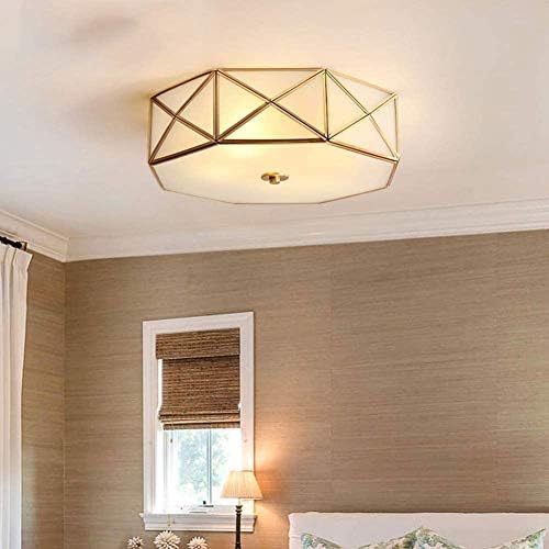 WODMB бакарен таван светло злато круг гроздобер стакло декоративно таванот осветлување ретро дизајн дневна соба спална соба светло