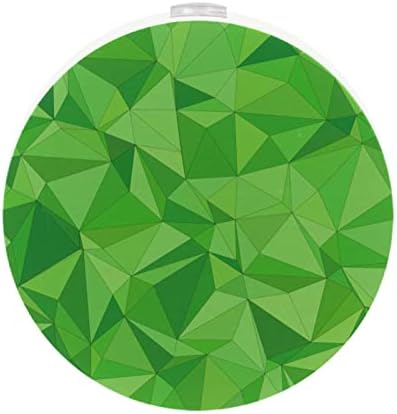 2 приклучок за приклучок за ноќно светло LED ноќно светло лесна мозаична плочка Геометриска апстрактна зелена боја со сензор за самракот до