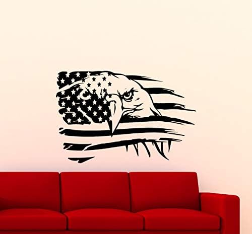 Американско Знаме Орел Ѕид Винил Налепница КАНЦЕЛАРИЈА Сад Знак Сад Знаме Постер Ѕид Декор Спална Соба Ѕид Уметност Патриотски Налепница