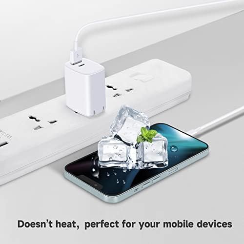 IPhone Super Fast Charger [Apple MFI Сертифициран] Молња кабел 20W PD USB C Charger Wall Charger 3FT ETL Сертифициран блок за