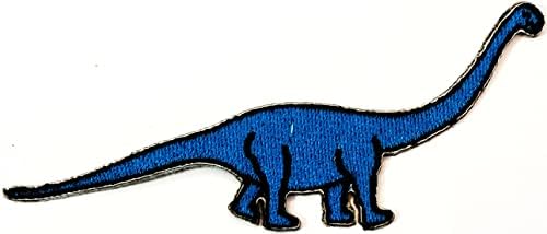 Поставете ги поставените лепени 2 компјутери. Зелена и сина диносаурус brachiosaurus железо на лепенка цртани деца Апликација