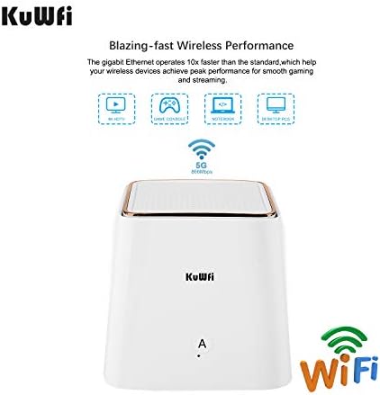 Kuwfi Mesh Wi-Fi систем, Gigabit WiFi Mesh Network Cover, го заменува WiFi рутерот и Extender, целиот дома 6000 квадратни. Покриеност