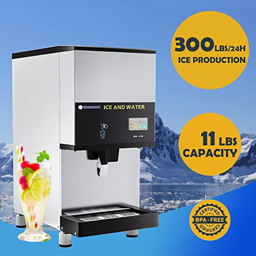 Pakroman Nugget Ice & Water Dispenser, 300 bs/24h Производство на мраз, капацитет од 25 фунти, компресор од 1201W Secop, 115-волци, не'рѓосувачки