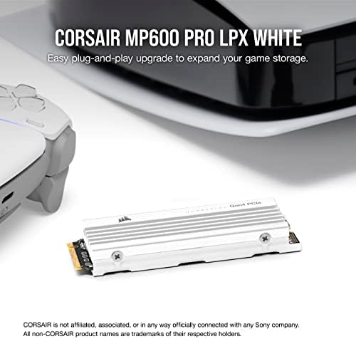 Corsair MP600 Pro LPX 1TB M.2 NVME PCIE X4 GEN4 SSD - Оптимизиран за PS5 White