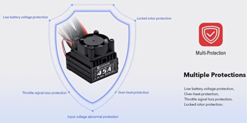 FlyColor 3650 3900KV Водоотпорен мотор без четка и 45A ESC комбо сет за 1/10 RC автомобил камион