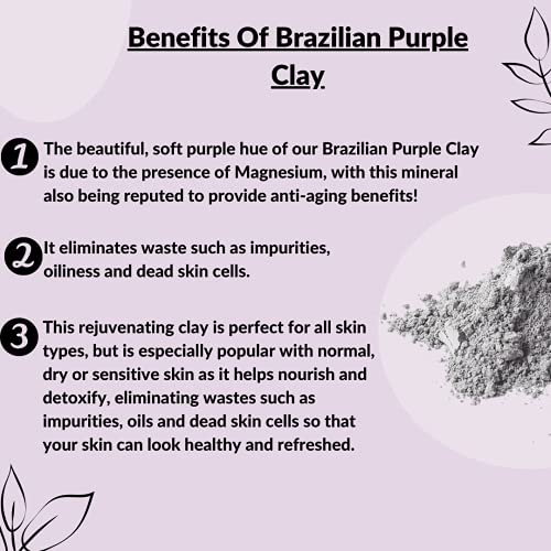 Бразилска Виолетова Глина по природа | за кожа Со Помлад изглед, Детоксикација На Кожата | 227g | маска за Чистење На Лицето | Користете