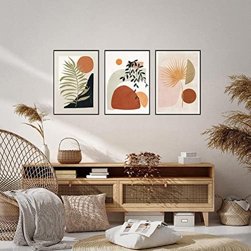 Boho Wall Art Set од 3, алуминиумска легура рамка за рамка за wallидови - Минималистичко уметничко wallидно сликарство ， Boho Decor Decor Decorthrad