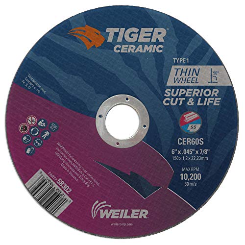 Вајлер 58302 6 x .045 тигар керамички тип 1 отсечен тркало CER60S 7/8 A.H