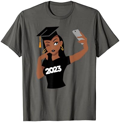 Сениор 2023 Африканска Црна Девојка Селфи Дипломирање Жени Град Маица