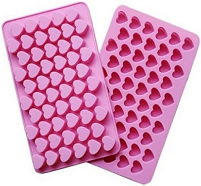 Sphtoeo 55 Mini Heart форми силиконски сапун креда ледена коцка бонбони декорација чоколаден мувла, мувла за торта за еднократно користење