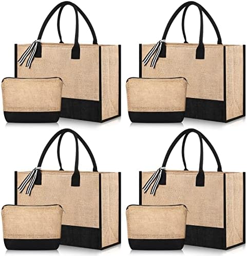 Chunful 4 парчиња торбички торбички торбички торбички со рачки платно плажа торба за еднократна употреба на шминка за невеста торби