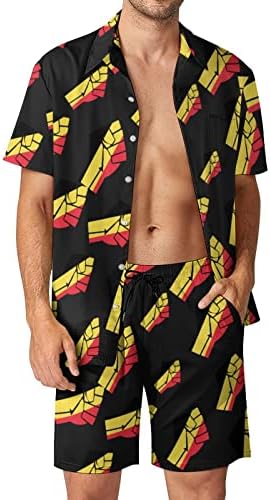 Белгија знаме отпорни мажи 2 парчиња хавајски постави копче-долу кошули со кратки ракави, панталони за плажа лабави вклопени манкети